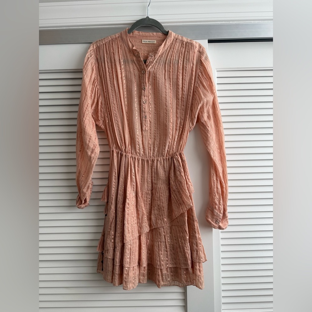 Ulla Johnson  Orange/Pink Ruffled Smocked Sundress